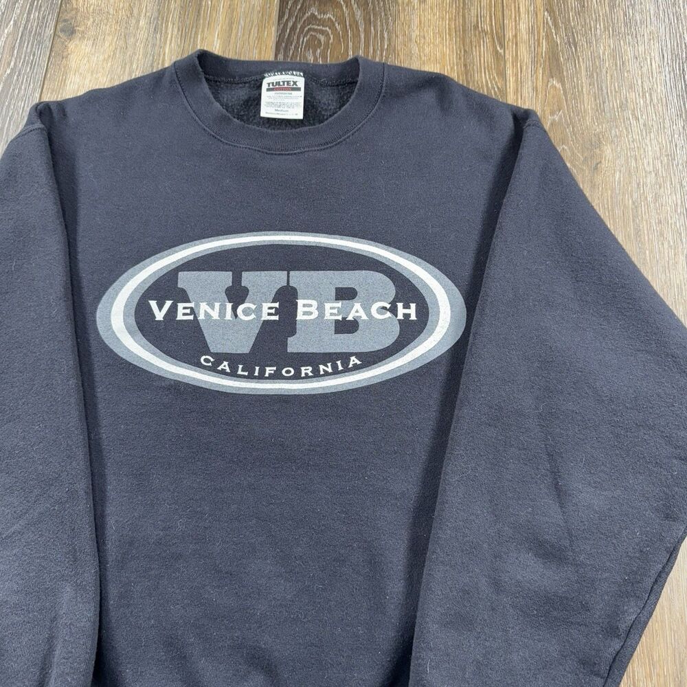 Vintage Venice Beach Sweatshirt Mens M Black California Gym Body Building 90s